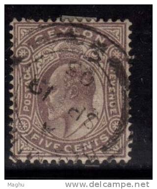 Ceylon Used 1912, Edward 5c Wmk. Mutiple Crown CA - Ceylan (...-1947)