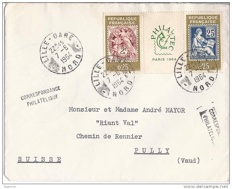 2875 -Timbres Philatec Sur Lettre De  Lilles POUR LA SUISSE  07.06.1964 - Lettres & Documents