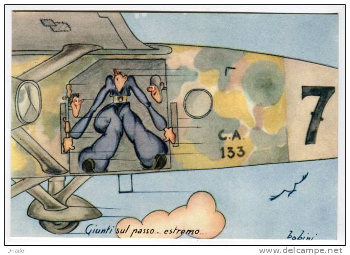 CARTOLINA FORMATO GRANDE PARACADUTISMO HUMOR AVIAZIONE ILLUSTRATORE BABINI ANNO 1942 CARICATURALI UMORISTICHE - Paracadutismo