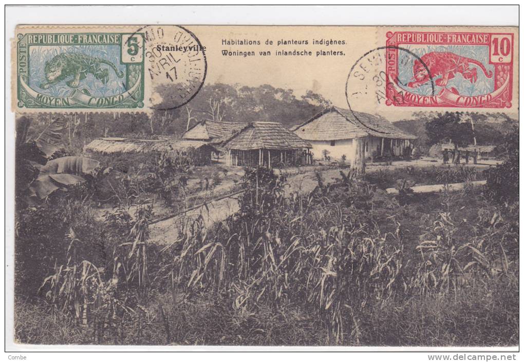 Tres Belle Carte Congo Belge 1917, Semio Oubangui-Chari Sur Entier,affranchissement Mixte /829 - Altri & Non Classificati