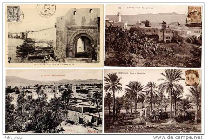 Tunisie, Lot 8 Cpa : El Djem, Kairouan, Tunis, Mdedenine, Sidi-Bou-Said, Gafsa, Bizerte, Sfax - Tunisie