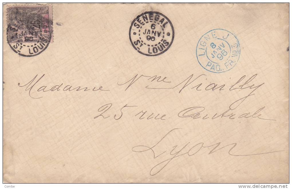 Tres Belle Lettre Sénégal, 1896, Paq. Ligne J, St Louis Pour Lyon /832 - Sonstige & Ohne Zuordnung