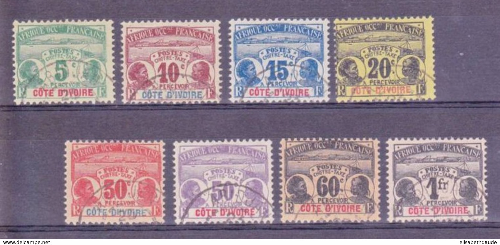 COTE D'IVOIRE - 1906 - YVERT N° TAXE 1/8 OBLITERES - COTE = 140 EUR. - - Oblitérés