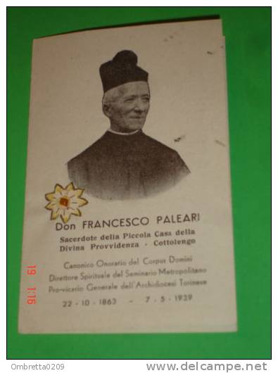 Reliquia FRANCESCO PALEARI Pogliano Mil.Tommasini-Provvidenza Torino-Cottolengo - Images Religieuses