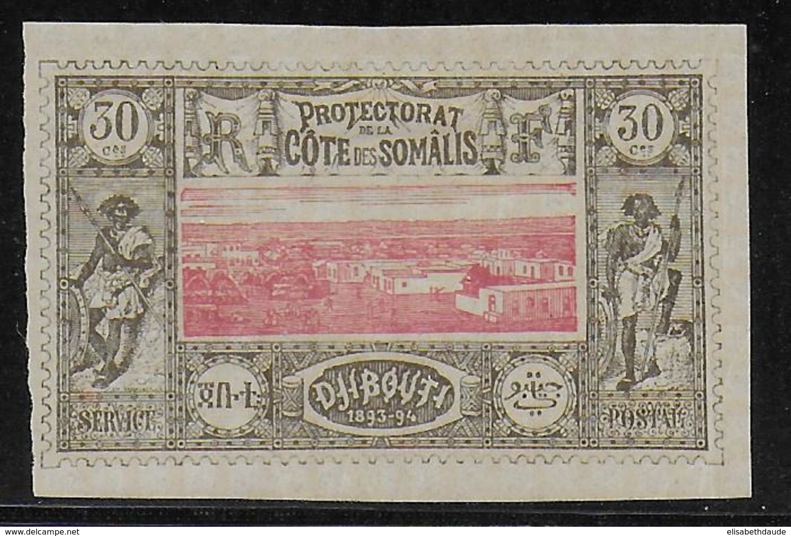 COTE DES SOMALIS - 1894 - YVERT N° 13 * - COTE = 28 EUROS - Ungebraucht