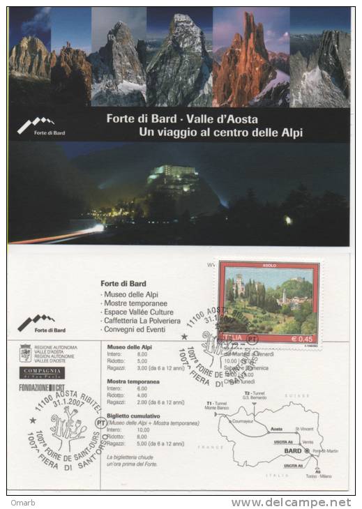 Fra077 1007 Fiera Sant'Orso Aosta Forte Bard, Foire Saint-Ours Montagne Alpi Alps Marcofilia Manifestazione Artigianato - Manifestations