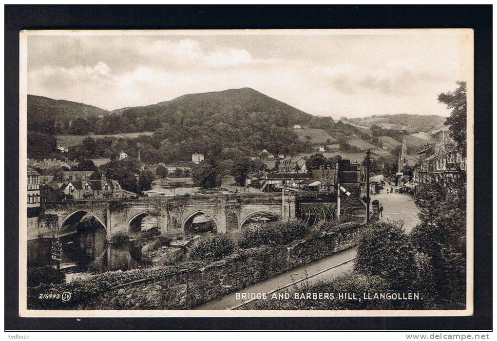 RB 821 - 1934 Postcard - The Bridge - Railway Line Station &amp; Signal - Barbers Hill Llangollen Denbighshire Wales - Denbighshire