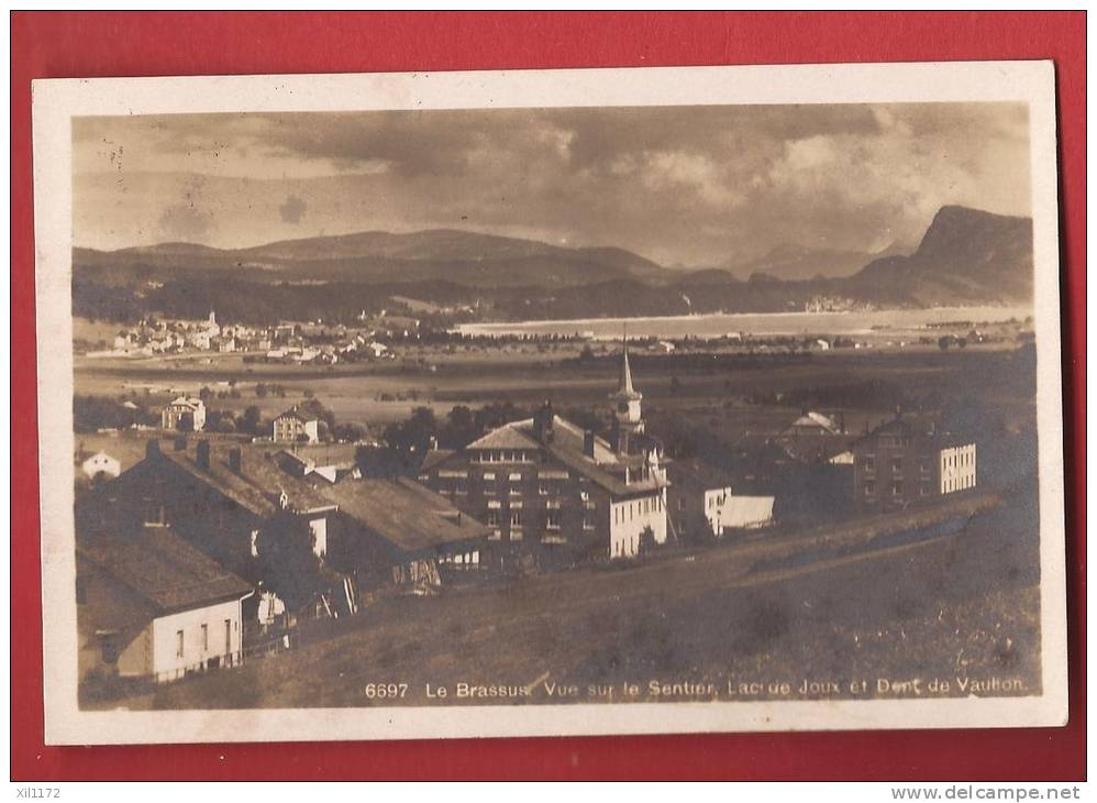 P0028 Le Brassus Vue Sur Le Sentier Et Lac De Joux Et Dent De Vaulion.Sepia.Cachet 1920.Phototypie 6597 - Vaulion