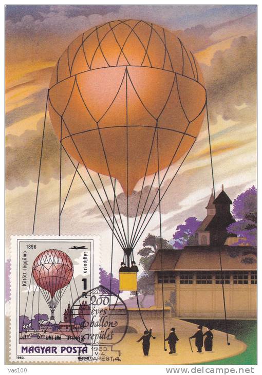 BALLON  DIRIJABLE 1983 CM,MAXICARD,CARTES MAXIMUM HUNGARY. - Zeppelines