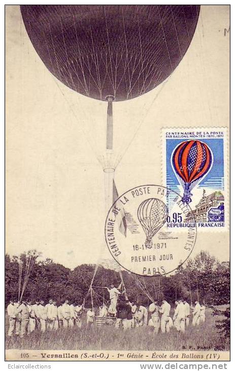 Aviation..Aérostation..M Ontgolfières..Dirigeable S..  Versailles Cachet Du Centenaire  Par Ballon Monté  Carte  1910 - Montgolfières