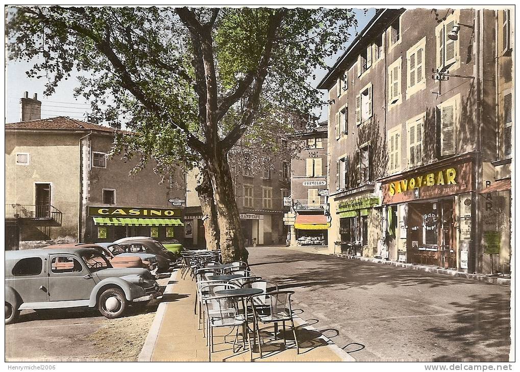 Isère - Tullins La Place ; Le Savoy Bar, Casino  Et Parking Voiture Automobile - Tullins