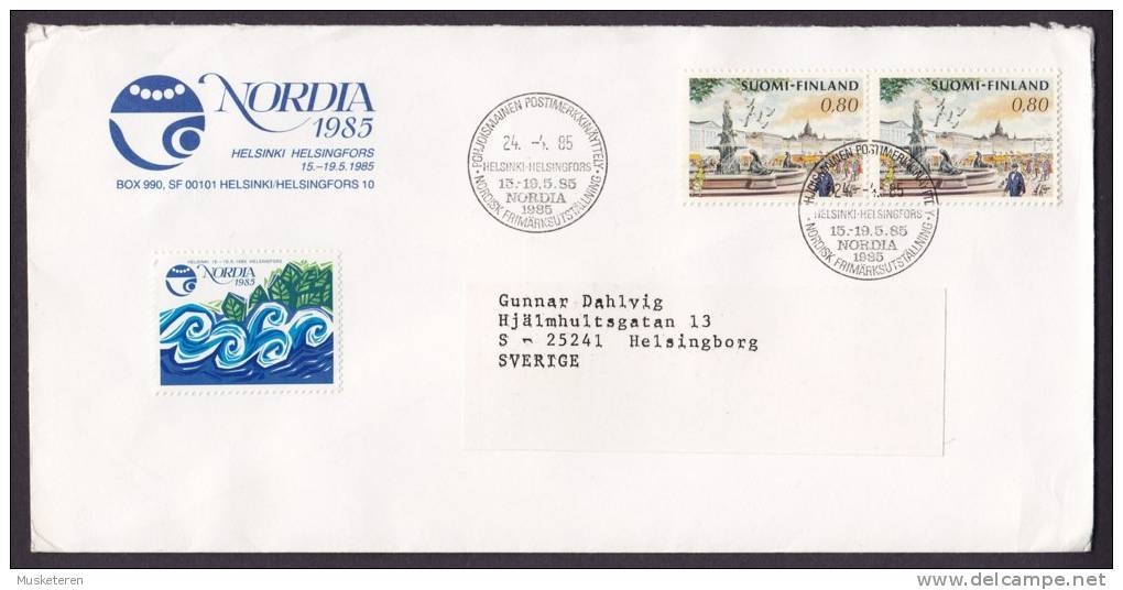 Finland NORDIA 1985 Special Cancel Cover To Sweden (2 Scans) - Covers & Documents