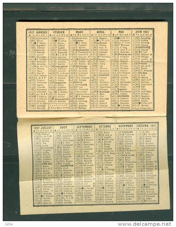 Agenda Et Calendrier De 1927   - Ae99 - Petit Format : 1921-40