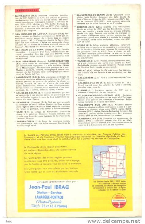 PYRENEES Et CÔTE BASQUE - Carte Routière  "Shell" Offerte Par Le Garage J-P Ibrag à LAMARQUE-PONTACQ - Cartes Routières