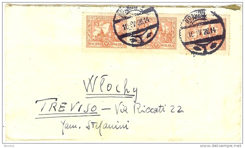 REF LIT10 - POLOGNE - LETTRE A DESTINATION DE YTREVISO 10/4/1928 - Cartas & Documentos