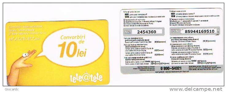 MOLDAVIA (MOLDOVA) - MOLDTELECOM (REMOTE) - TETE@TETE  10 LEI - USED -  RIF. 1559 - Moldawien (Moldau)