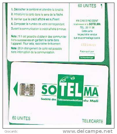 MALI - SOTELMA CHIP - GREEN LOGO 60 UNITS (LOGO MORENO)- USED  -  RIF. 2470 - Malí