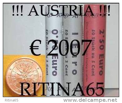 !!! N. 3 ROT./ROLLS 1, 2 AND 5 CT. 2007 AUSTRIA NOT BLIND !!! - Oesterreich