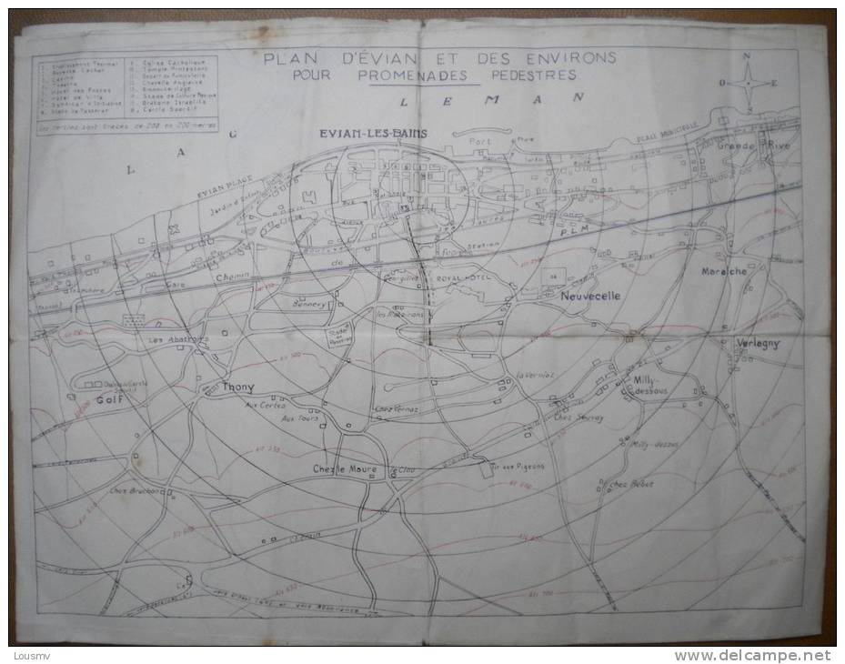 Plans Des Promenades Pédestres Et Excursions En Autocars - Evian Et Sa Région (haute-savoie) - Cartes Topographiques