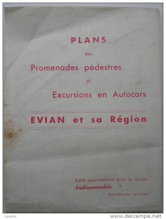 Plans Des Promenades Pédestres Et Excursions En Autocars - Evian Et Sa Région (haute-savoie) - Topographical Maps