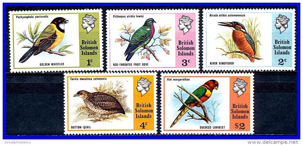 SOLOMON ISLANDS 1975 BIRDS  SC# 280-284 VF MNH KINGFISHER PARROT DOVE (D0133) - Salomonseilanden (...-1978)