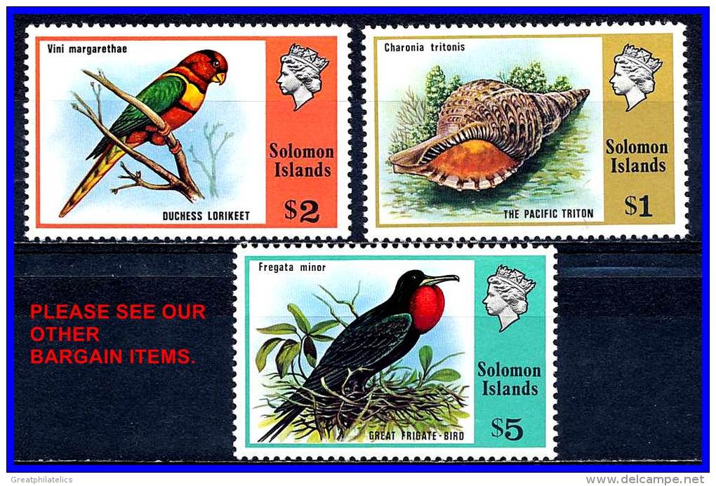 SOLOMON ISLANDS 1976 BIRDS/SHELL HIGHS SC# 329-31 FRESH VF MNH (D0177) - Islas Salomón (...-1978)