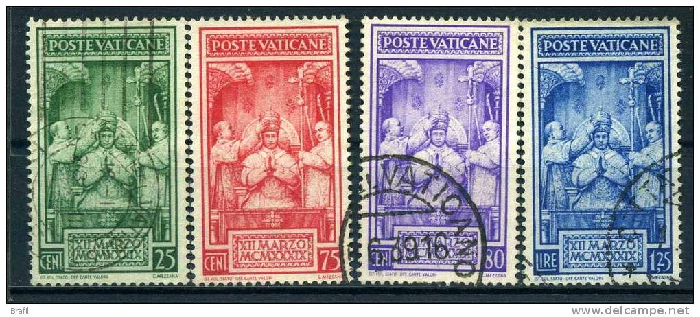 1939 Vaticano, Incoronazione Pio XII , Serie Completa Usata - Oblitérés