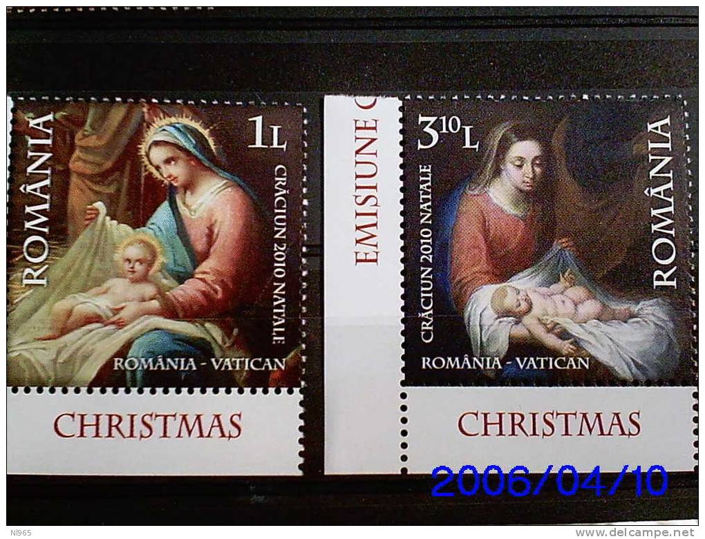 ROMANIA  - ANNO 2010  - NATALE CHRISTMAS NOEL NAVIDAD  - VALORI 2 - EMISSIONE CONGIUNTA CON VATICANO -   NUOVI MNH ** - Unused Stamps