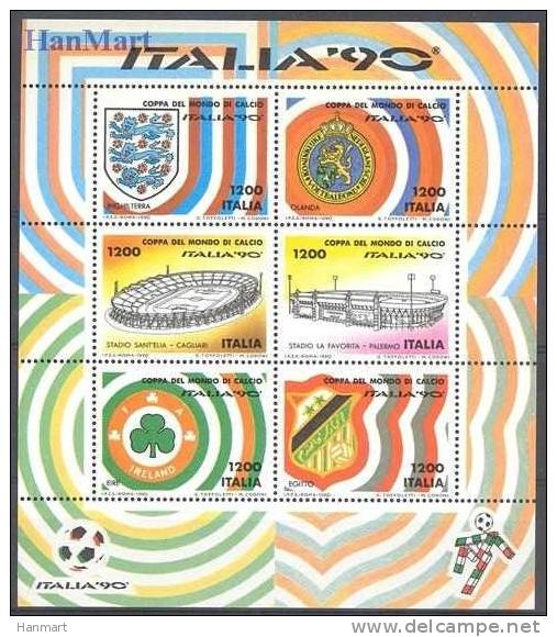 Italy 1990 Mi Block No.8 Sports Ground And Objects Symbols Crests - 1990 – Italy