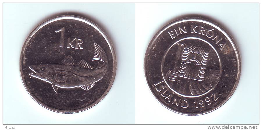 Iceland 1 Krona 1992 - Islandia
