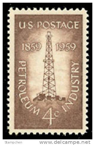 1959 USA Petroleum Industry 100th Anniv. Stamp Sc#1134 Oil Derrick - Neufs