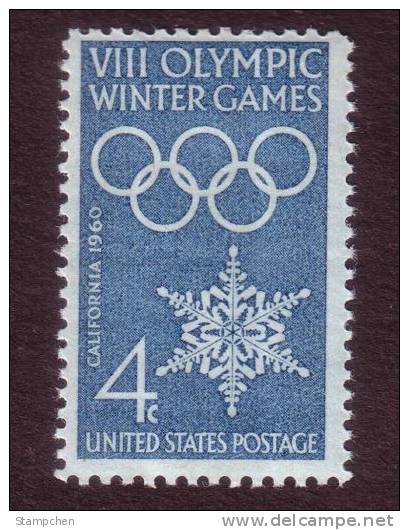 1960 USA VIII Olympic Winter Games Stamp Sc#1146 Snow - Neufs