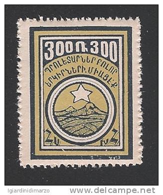 ARMENIA - 1922 - VALORE DA 300 R. NUOVO S.T.L. - EMISSIONE SOGGETTI VARI - IN BUONE CONDIZIONI - Arménie