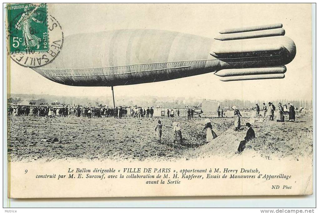 BALLON DIRIGEABLE  -  "Ville De Paris". - Dirigeables