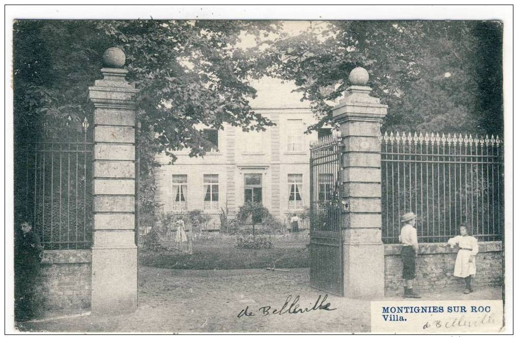 Montignies Sur Roc - Villa - Animée - 1907 - Envoyée à Bruges - Honnelles