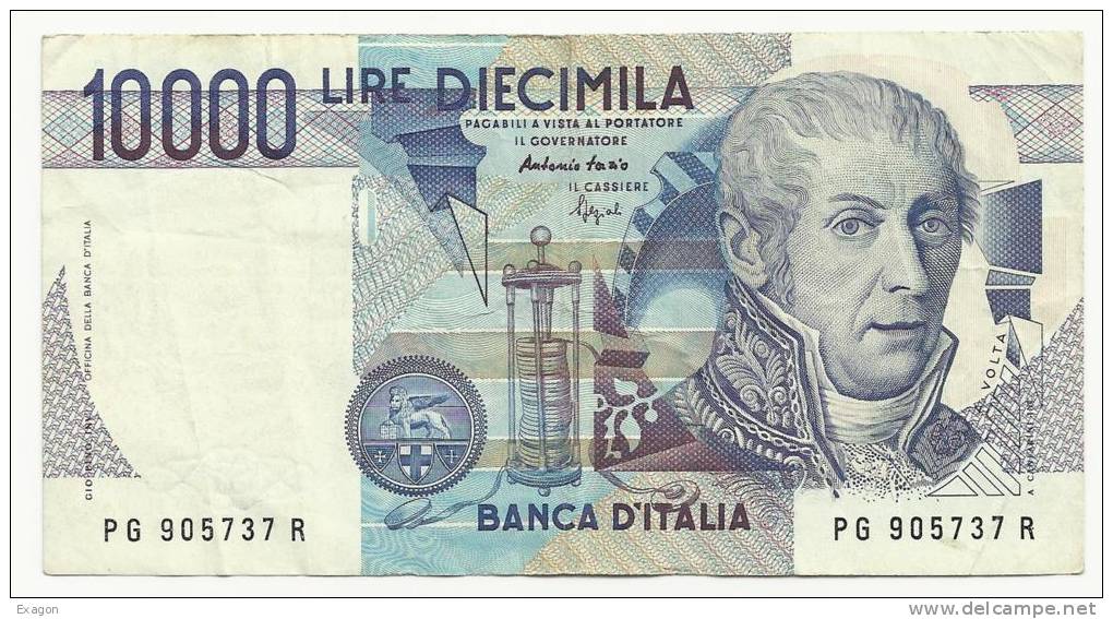 10.000  LIRE - ALESSANDRO  VOLTA  -  ANNO  1995  -  D.M. 3 SETT. 1984  -  FIRME: FAZIO / SPEZIALI. - 10000 Lire
