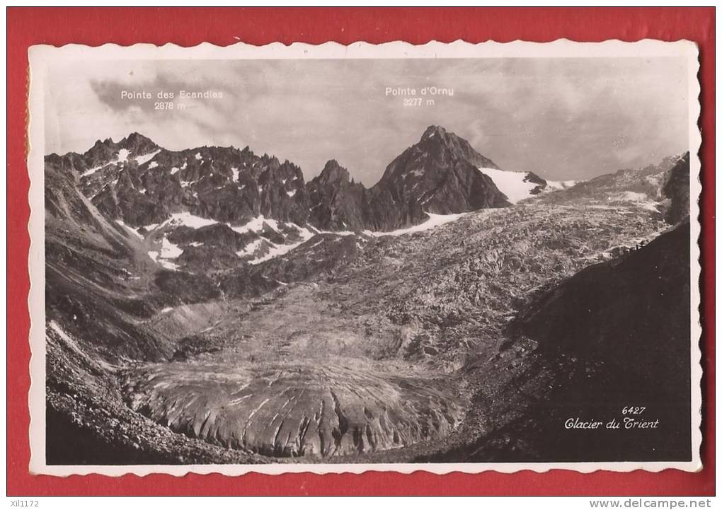 P0115 Glacier Du Trient. Cachet Linaire 1946,Tampon Pavillon Du... Trient.Visa Censure Militaire.Perrochet 6427 - Trient