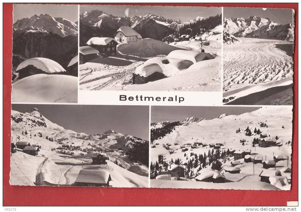 P0126 Multivues Bettmeralp En Hiver.Cachet 1966.Klopfenstein 44760 - Bettmeralp