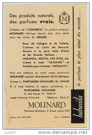 A.Immédiat Carte Parfumée Ancienne MOLINARD ENTREE DE LA PARFUMERIE Verticale - Oud (tot 1960)