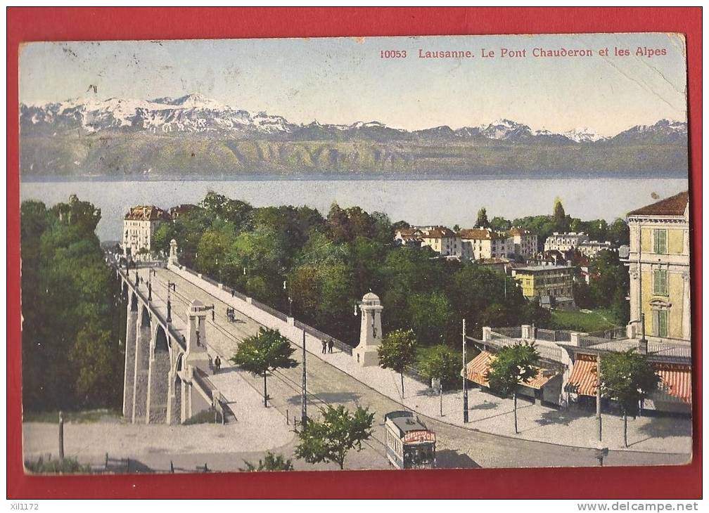 P0145 Publicité Conserves De Saxon Sur Tram Au Pont De Chauderon Lausanne - Saxon