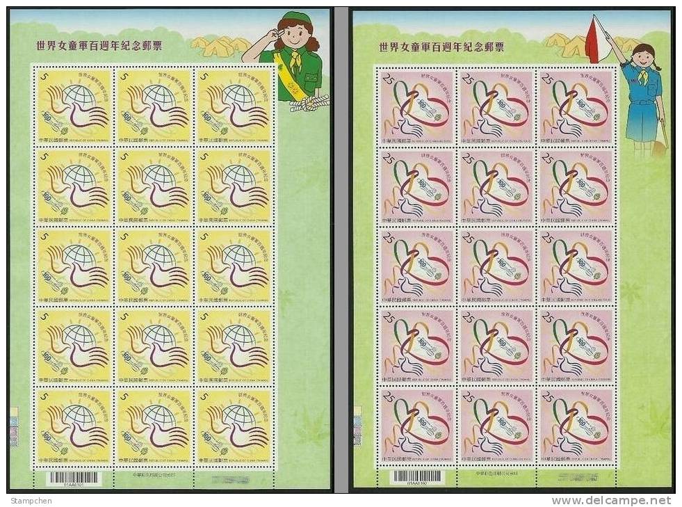 2010 100th Anni. Of Girl Scout Stamps Sheets Dove Hand Rhombus Scouting - Nuevos