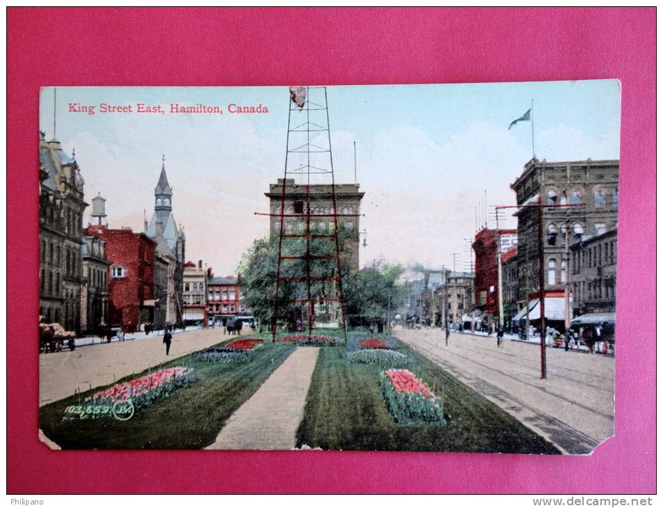 Canada > Ontario > Hamilton  King Street East Ca 1910  Corner Chip Rubber Band Residue Fr     ==========    === Ref 386 - Hamilton