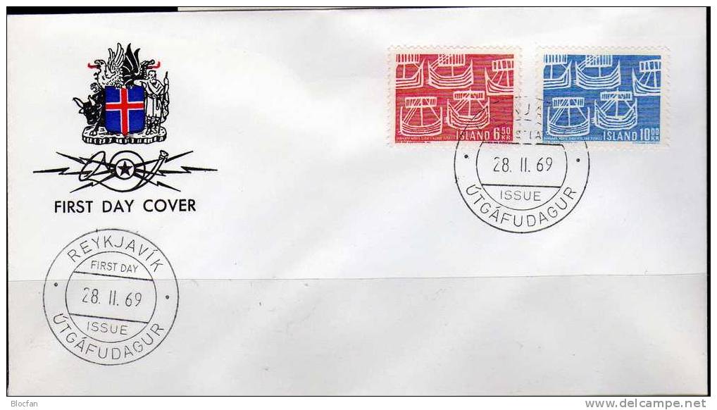 Nordische Gemeinschaft 1969 ISLAND 426/7 Plus FDC O 3€ Alte Schiffe CEPT Alte Gogge History Ship Cover Of North-Europe - FDC