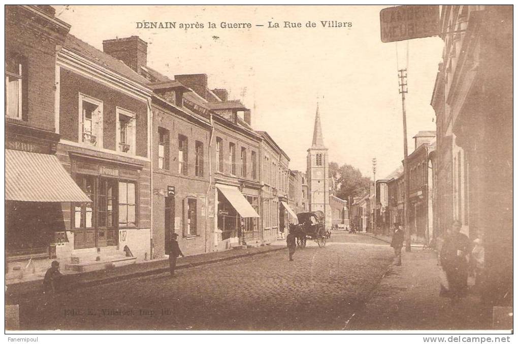 DENAIN Après La Guerre.  La Rue De Villars - Denain