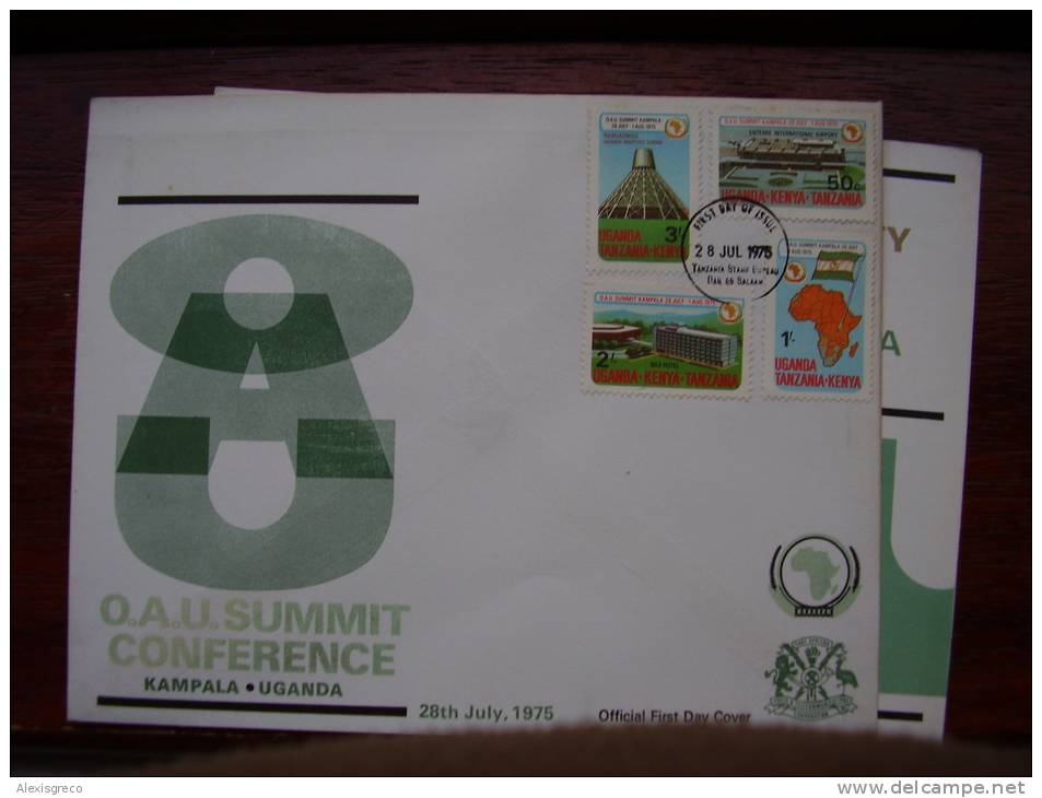 KUT 1975 O.A.U. SUMMIT CONFERENCE,KAMPALA Issue FDC With 4 Values To 3/- . - Kenya, Ouganda & Tanzanie