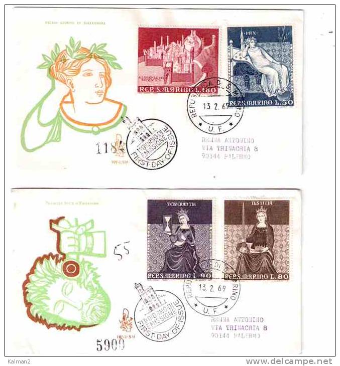 FDC61  -    " AMBROGIO LORENZETTI "   -   FDC    S.MARINO  13.2.1969 ( 2 COVERS ) - Otros & Sin Clasificación