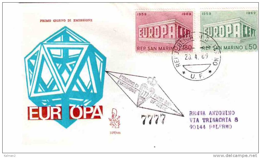 FDC88  -    "   EUROPA 1969  "   -   FDC    S.MARINO  28.4.1969 - 1969