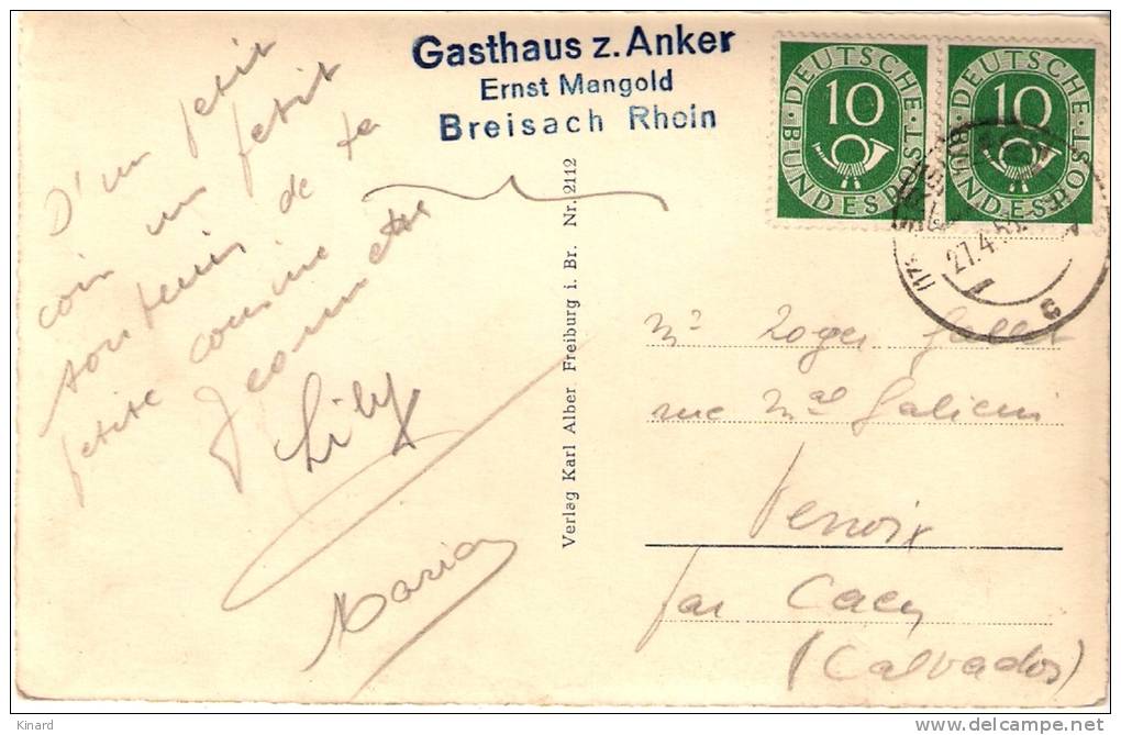 CPA   BREISACH  AM RHEIN. .BE..1953.. VOIR SCAN.. - Breisach