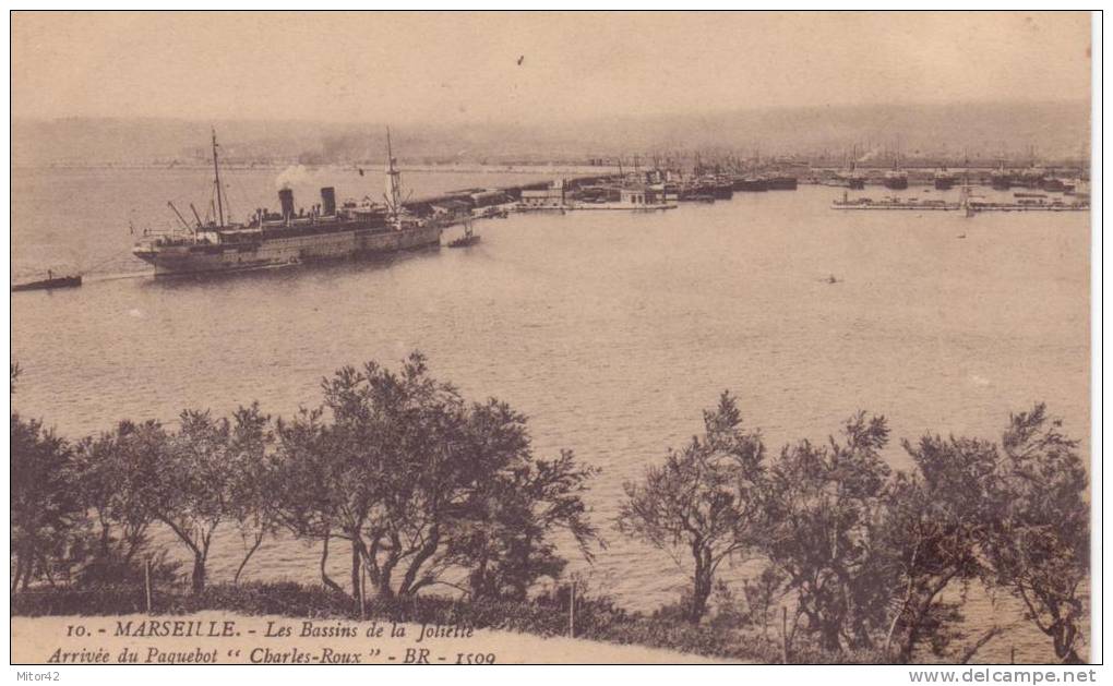 86te-Trasporti-Barche-Navi- Marseille-Bouches Du Rhone-France-Arrive De Paquebot "Charles Roux" V.1913 X Rapalano-Siena. - Vieux Port, Saint Victor, Le Panier