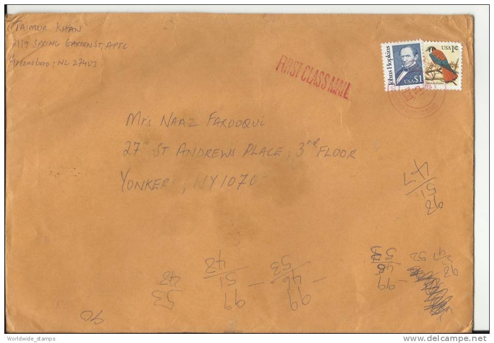 USA Airmail $1 Johns Hopkins Bird Postal History Cover Sent To Pakistan - 2001-10